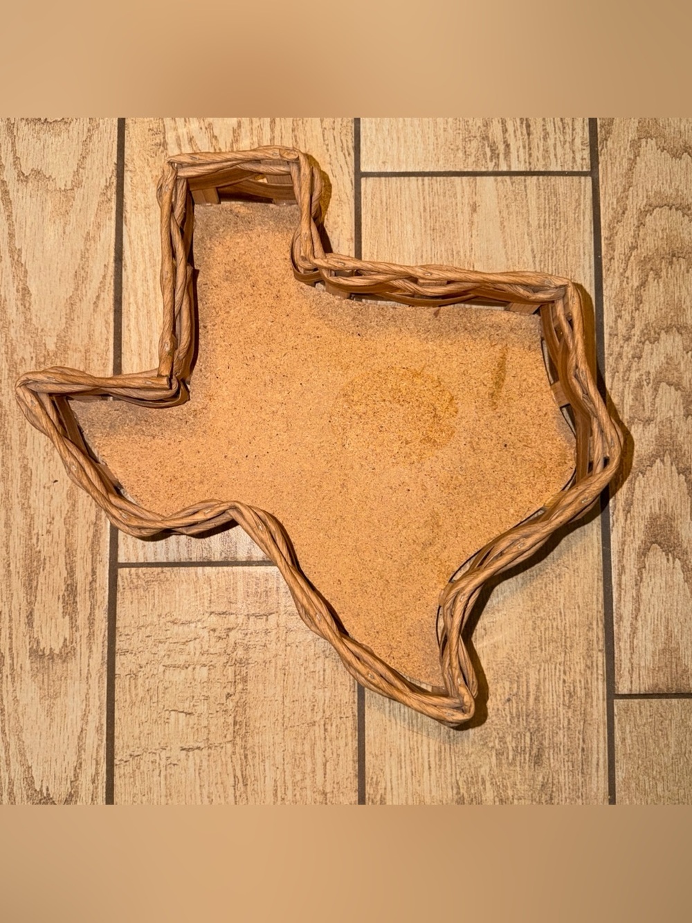 Texas Wicker Basket Cork Bottom Neutral Color 12” x 13” Lone Star State Theme